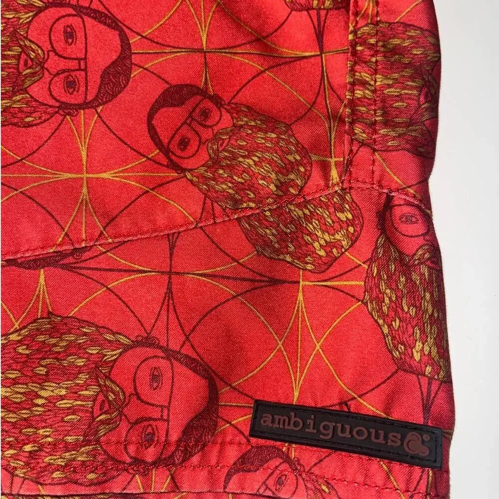 Ambiguous Red board shorts swim trunks Bearded Man Design men’s small
